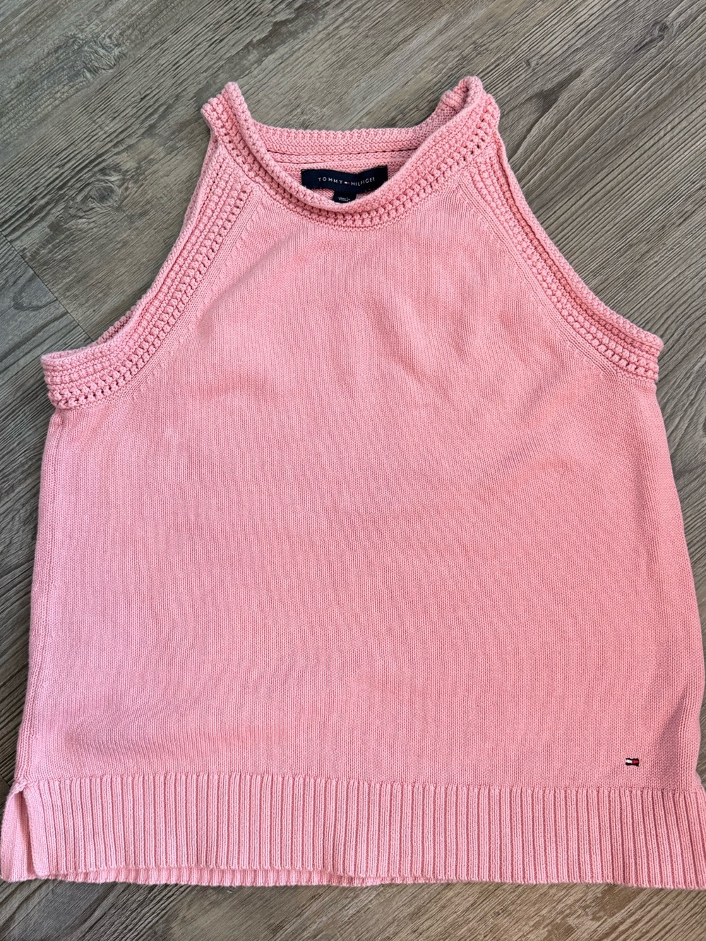 Tommy Hilfiger Light Pink Crochet-Trim Ribbed Tank